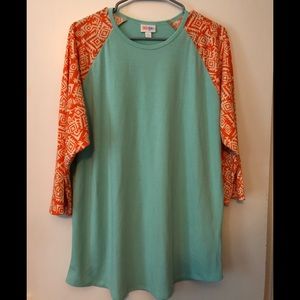 Teal and orange Aztec sleeve Randy